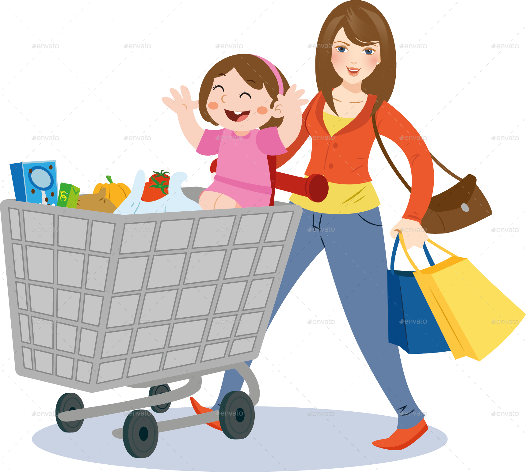 Mom and Child Shopping by nael005 GraphicRiver